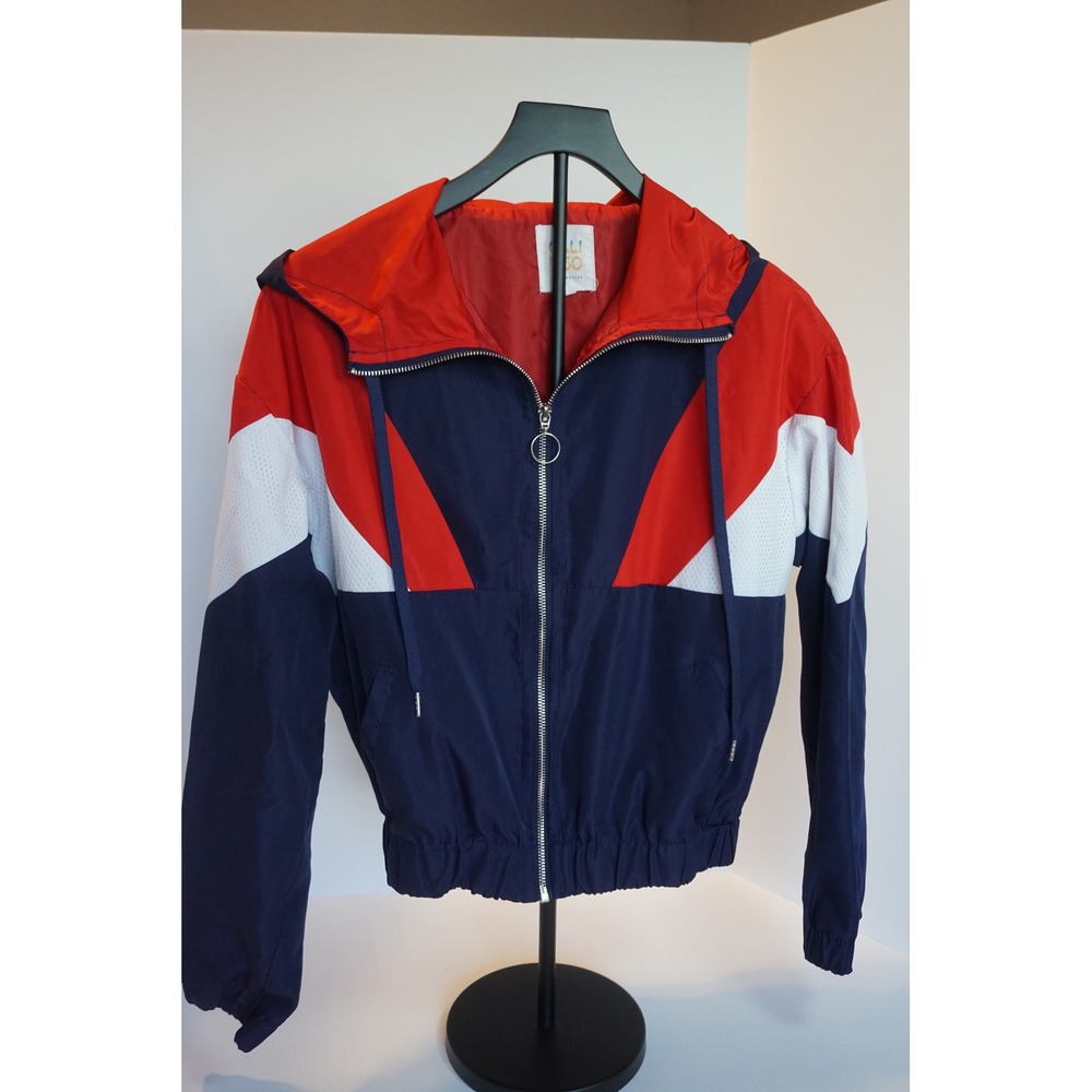 Cali 1850 Los Angeles Colorblock Windbreaker Jacket Red White Navy XS 31185PT